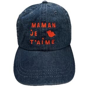 EUC Clare V. Maman Je T'aime: Mom, I love you Baseball Cap Blue Denim Dad Hat